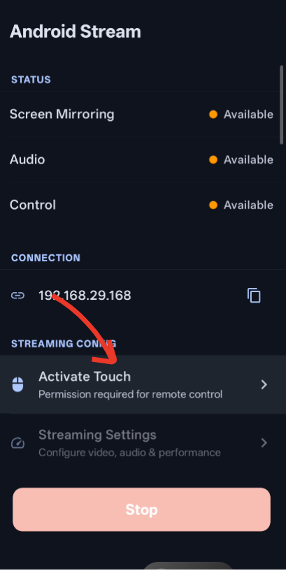 App showing all statuses Available