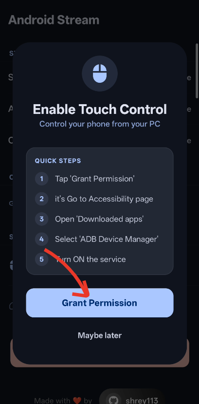 Enable Touch Control sheet