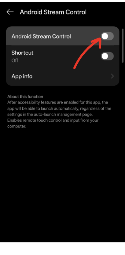 Accessibility toggle enabled